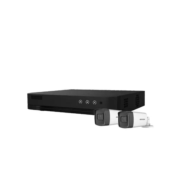 Sistem supraveghere exterior basic HikVision, 2 camere, 5 MP, IR 40 m, 2.8 mm, microfon