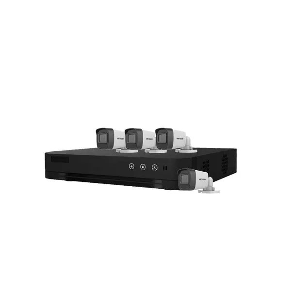 Sistem supraveghere exterior basic HikVision, 4 camere, 5 MP, IR 20 m, 2.8 mm