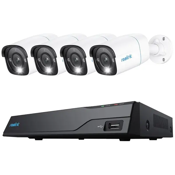 Sistem supraveghere IP exterior Reolink NVS8-8MB4, 4 camere, 4K, IR 30 m, 4 mm, microfon, HDD 2TB