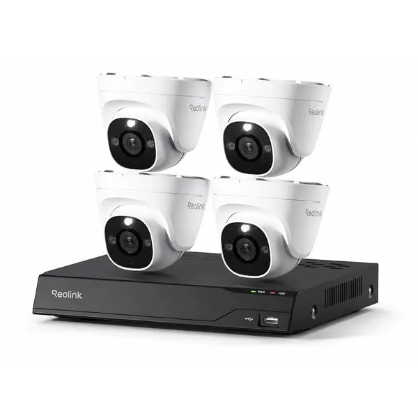 Sistem supraveghere IP interior Reolink NVS8-5MD4, 4 camere, 5 MP, IR 30 m, 4 mm, microfon, detectie om/vehicul/animal, PoE, HDD 2 TB inclus