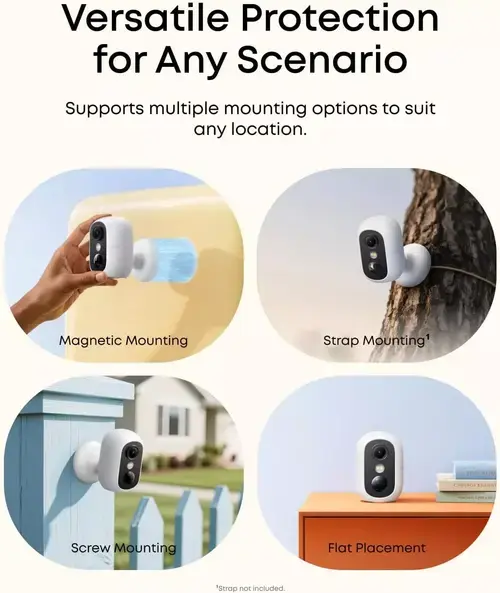 Sistem supraveghere video interior/exterior eufyCam C35 Wireless, IP67, Color Night Vision, Set HomeBase Mini + 4 camere Full HD (Alb)