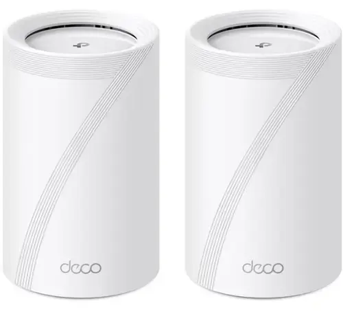 Sistem Wi-Fi Mesh TP-Link Deco BE65(2-pack), BE9300, Tri-Band, Wi-Fi 7, 4 porturi 2.5Gbps, MLO, HomeShield, cu acoperire pentru intreaga casa
