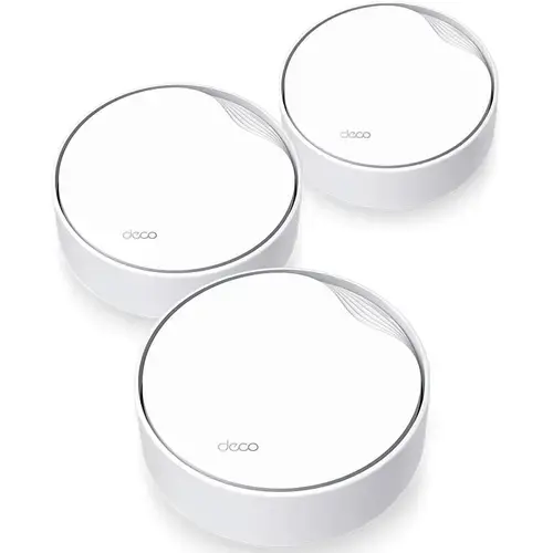Sistem Wi-Fi Mesh TP-Link Deco X50-PoE(3-pack), Dual-Band AX3000 cu suport PoE, 1 x 2.5 Gbps port + 2 x Gigabit, cu acoperire completa pentru casa, Seamless Roaming, Antivirus, Control Parental si Control Vocal