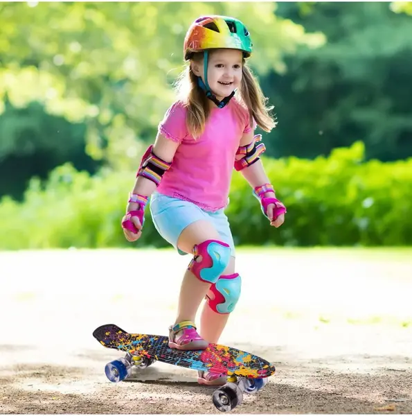 Skateboard cu led-uri pentru copii 56x15cm Paint
