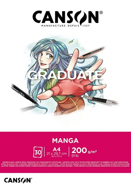 Sketchbook Canson Graduate - Manga, A4, 30 foi