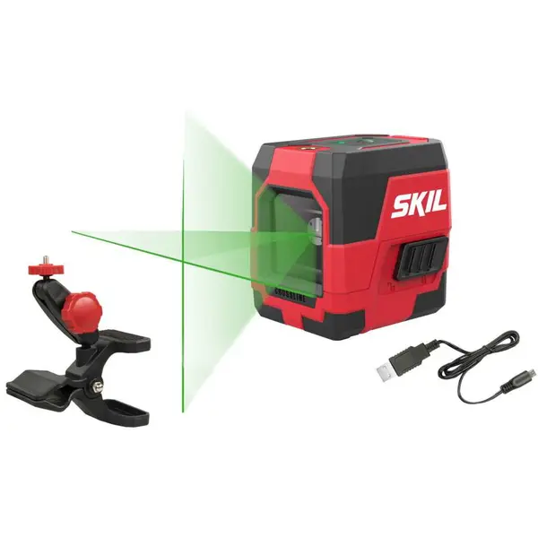 Skil SKIL 1912 AA Nivela laser cu linie in cruce, lumina verde (520 nm), prindere trepied 1/4, accu Li-Ion, ± 0,5 mm/m, raza actiune 20m
