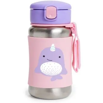 Skip Hop Zoo Straw Bottle sticlă inoxidabilă pentru apă cu pai