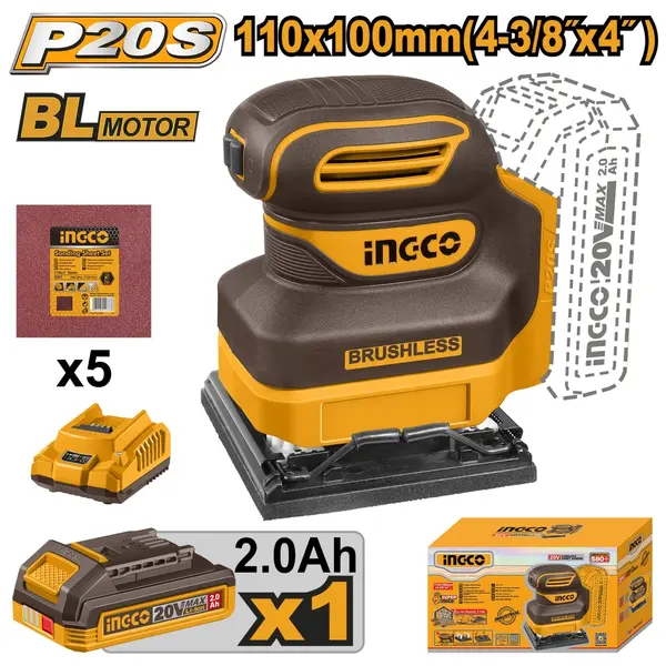 Slefuitor 20V BL 110x100mm cu Acumulator 2Ah