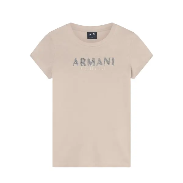 Slim fit t-shirt in cotton jersey logo beige Xs
