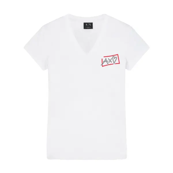 Slim fit t-shirt in stretch cotton jersey heart white L