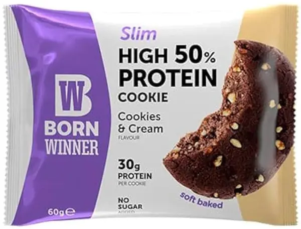 Slim Protein Cookie, ciocolată dublă, 60 g, Born Winner