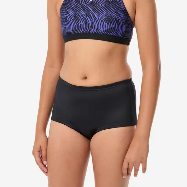 Slip de baie menstrual etanș Shorty Flux mediu SMOON Cyan Negru Adolescente
