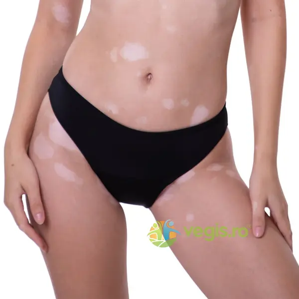 Slip Menstrual Negru cu Protectie Solara UV30+ Absorbtie Moderata Maja XS 1buc