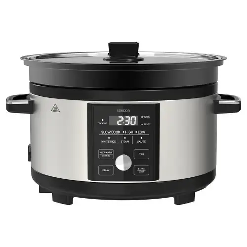Slow Cooker Sencor SPR5520SS, 5.5 l, 1000 W, 5 programe predefinite (Argintiu)