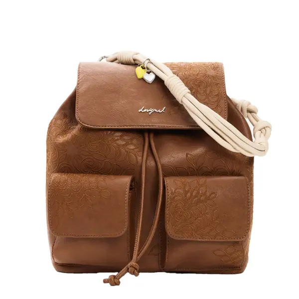 Small embroidered backpack brown