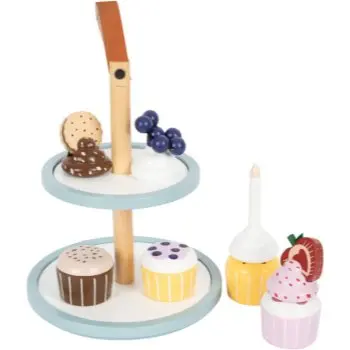 Small foot Tasty Cupcake Display Tray set de jucării din lemn
