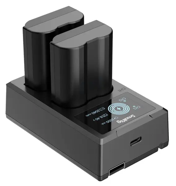 SmallRig 3820 Kit Incarcator Dublu LCD si 2 Acumulatori EN-EL15 2040mAh pentru Nikon Z5, Z6, Z7, D850, D750, D7500
