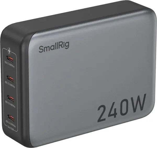 SmallRig 4752 Incarcator PD 240W cu 4 Porturi USB-C, Power Adapter Fast Charge 140W PD 3.1, Pentru Baterii V-Mount, Laptop, Foto