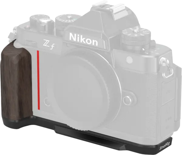 SmallRig 4801 L-Shape Mount Plate with Wooden Handle for Nikon Z f, Camera cage L