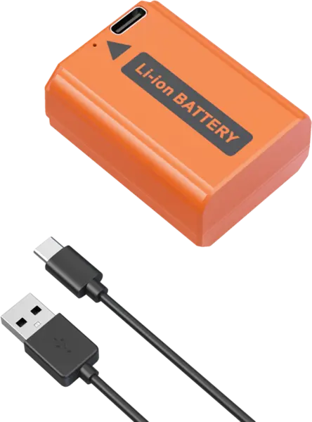 SmallRig 4965 NP-FW50 USB-C Baterie reincarcabila USB-C Orange, Acumulator dedicat pentru Sony