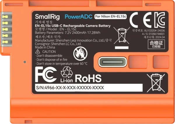 SmallRig 4966 EN-EL15c USB-C baterie reincarcabila dedicata Nikon