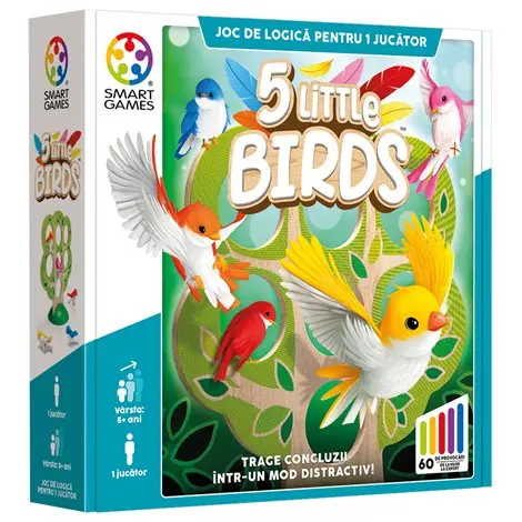 Smart Games - 5 Little Birds, joc de logica cu 60 de provocari, 5+ ani, editie lb. Romana
