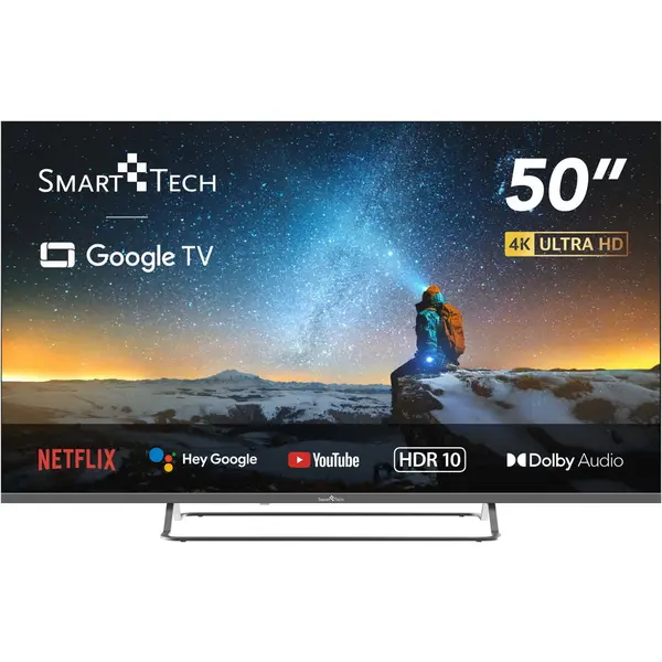 Smart Tech Televizor Smart Tech 50UG02V, 127 cm, UHD 4K Google TV, Wi-Fi, Bluetooth, Dolby Audio, Negru