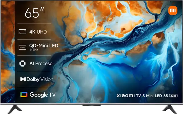 Smart televizor Xiaomi - S Mini, 65'', 4K, QD-Mini LED, HDR10+, 144Hz AMD FreeSync, 94% DCI-P3, Dolby Vision-Atmos 2x12,5W, gri închis