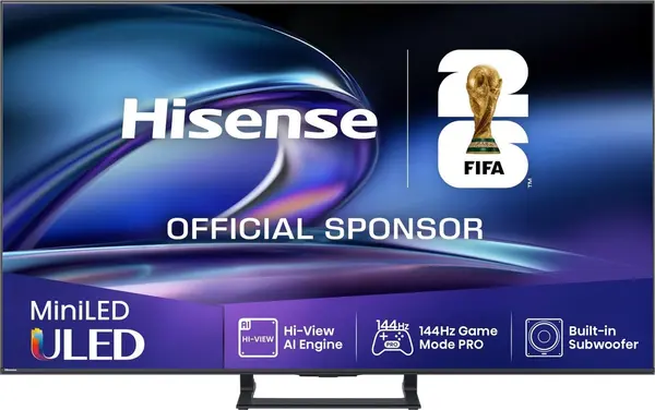 Smart TV Hisense - 55E8Q, 55'', AI 4K Upscaler, MiniLED, Mod de joc 144Hz PRO, negru