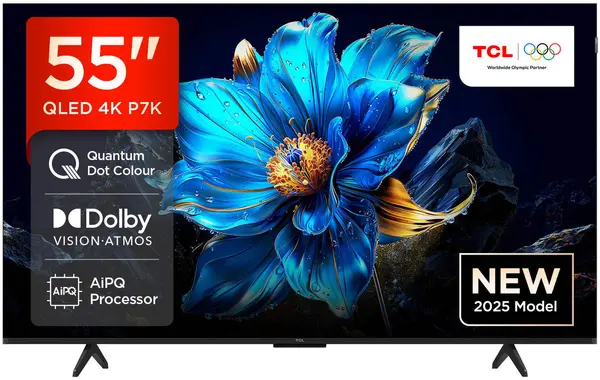 Smart TV TCL - 55P7K, 55'', 4K, QLED, HDR10+, AiPQ, 120Hz Game Accelerator 2K, Dolby Vision-Atmos 2x10W, negru