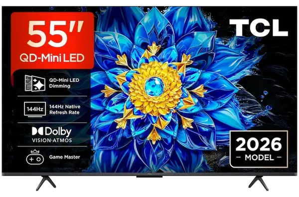 Smart TV TCL - 55P8L, 55'', 4K, QD-Mini LED 144Hz, AiPQ Pro, Onkyo 2.1 Hi-Fi, negru