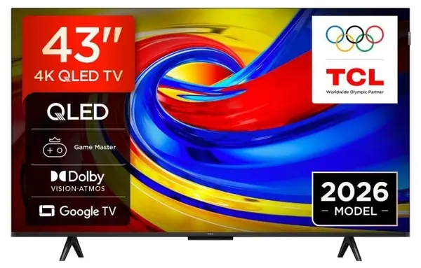 Smart TV TCL - P7L 43P7L, 43'', 4K Ultra HD, Premium QLED, ONKYO 2.0 Hi-Fi System, Google TV, negru