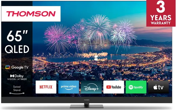 Smart TV Thomson - 65QG6C14, 65'', 4K, QLED Plus, UHD, Google TV, negru