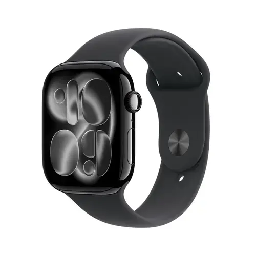 Smartwatch Apple Watch 11, GPS, 46mm, Ecran Retina LTPO OLED, Chip S10 cu Procesor Dual-Core, 64GB Flash, Wi-Fi, Bluetooth, Carcasa Aluminiu, Curea Sport Band S/M (Negru)