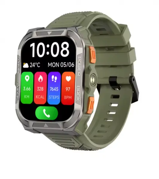 Smartwatch Blackview W80 Pro, Verde, Ecran TFT Tactil 1.91 , Asistent Vocal, GPS, Lanterna LED, Monitor Ritm Cardiac si Oxigen in Sange, Mod Sport, 900mAh