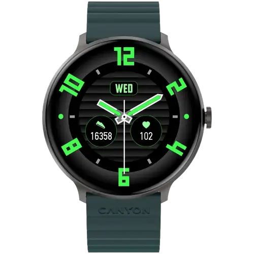 Smartwatch CANYON Jacky SW-69, Ecran LTPS 1.3inch, Bluetooth, 380+ Fete de ceas, 25 moduri de sport, Autonomie 9 zile, IP68 (Verde/Portocaliu)