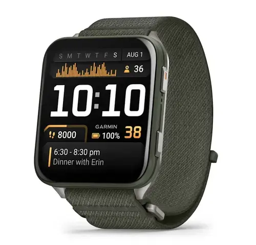 Smartwatch Garmin Garmin Venu X1, Ecran AMOLED 2inch, 32GB Flash, GPS, Bluetooth, ANT+, Wi-Fi, iOS/Android (Argintiu/Verde)