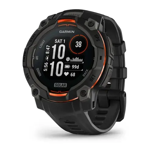 Smartwatch Garmin Instinct 3 Solar, GPS, 45mm, Ecran 0.9inch, Bluetooth, ANT+, Android/iOS, 10 ATM (Negru)