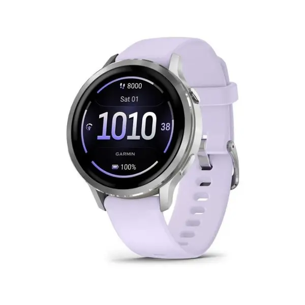 Smartwatch Garmin Venu 4, 41mm, AMOLED, GPS, Wi-Fi, Silicon, Silver/Periwinkle