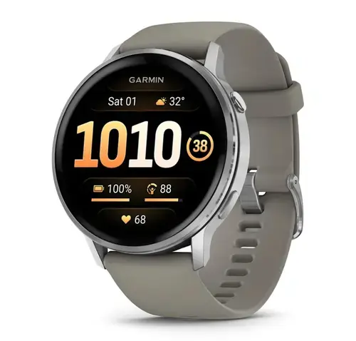 Smartwatch Garmin Venu 4, 45mm, Ecran AMOLED 1.4inch, GPS, Bluetooth®, ANT+®, Wi-Fi®, 8GB Flash, 5 ATM (Argintiu/Gri)