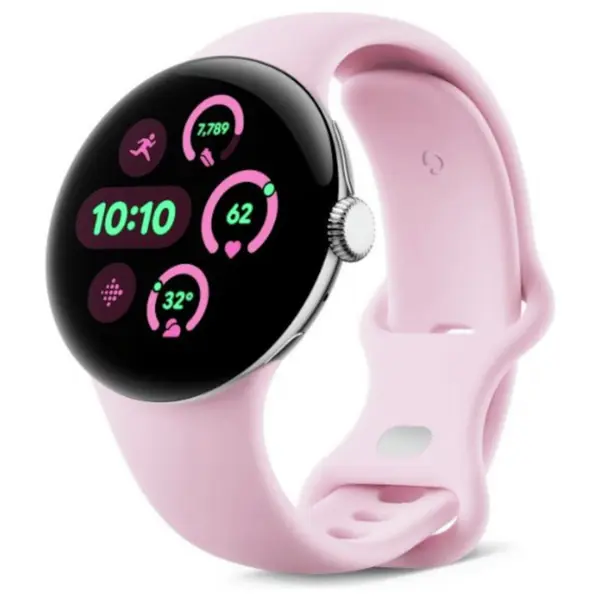 Smartwatch Google Pixel 3 41MM LTE Polished Silver Case, Rose Quartz Active Band