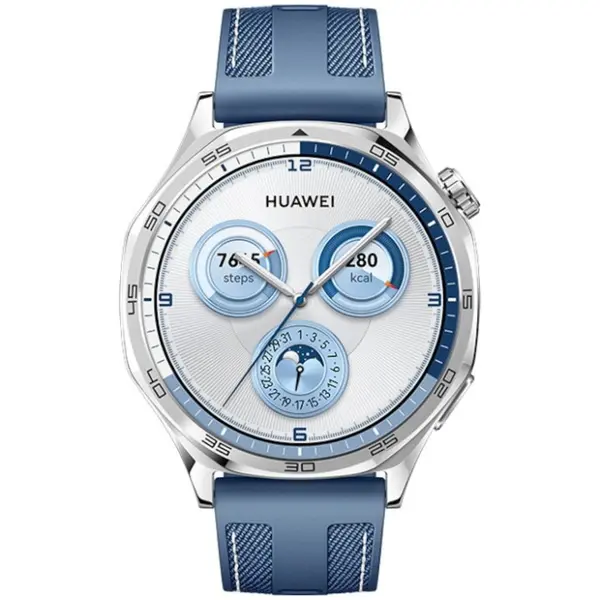 Smartwatch Huawei Watch GT 5, Albastru, Ecran 1.43 AMOLED, Apel Bluetooth, Monitorizare SPO2, Autonomie 14 zile, 5ATM