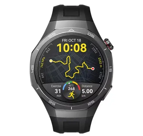 Smartwatch HUAWEI Watch GT 5 Pro 46mm, Ecran AMOLED 1.43inch, Bluetooth, NFC, GPS, Android/iOS, Titanium Case, Curea Fluoroelastomer, HarmonyOS (Negru)