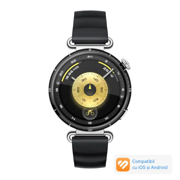 Smartwatch Huawei Watch GT 6, 41mm, Black Stainless Steel Case, Black Fluoroelastomer Strap