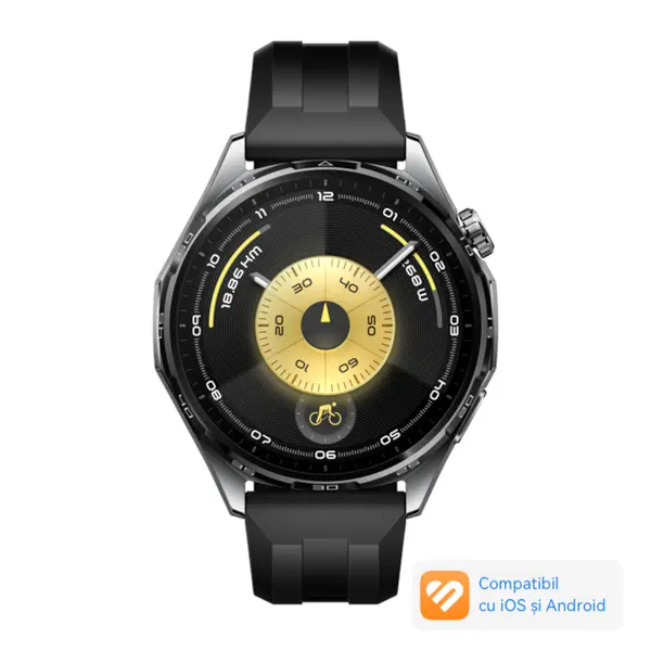 Smartwatch Huawei Watch GT 6, 46mm, Black Stainless Steel Case, Black Fluoroelastomer Strap