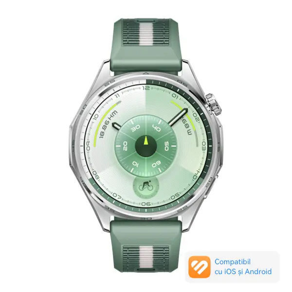 Smartwatch Huawei Watch GT 6, 46mm, Steel Stainless Steel Case, Green Woven Strap