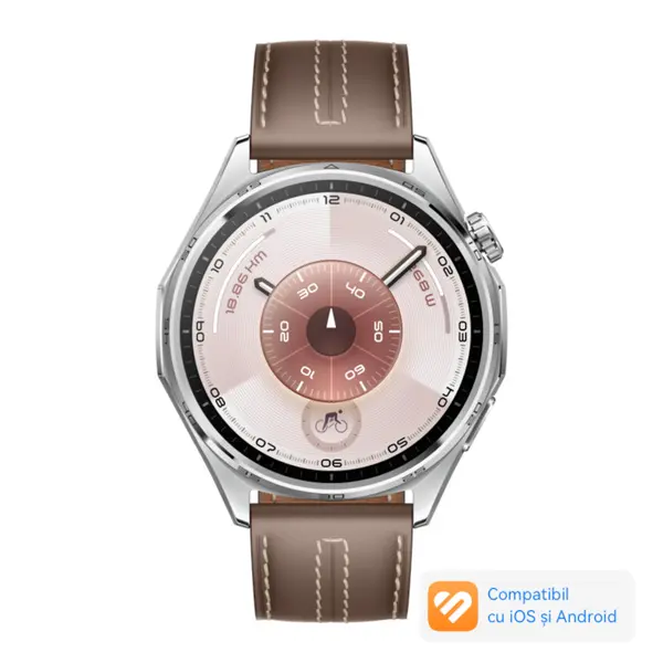 Smartwatch Huawei Watch GT 6, 46mm, Steel Stainless Steel Case, Grey Composite Leather Strap