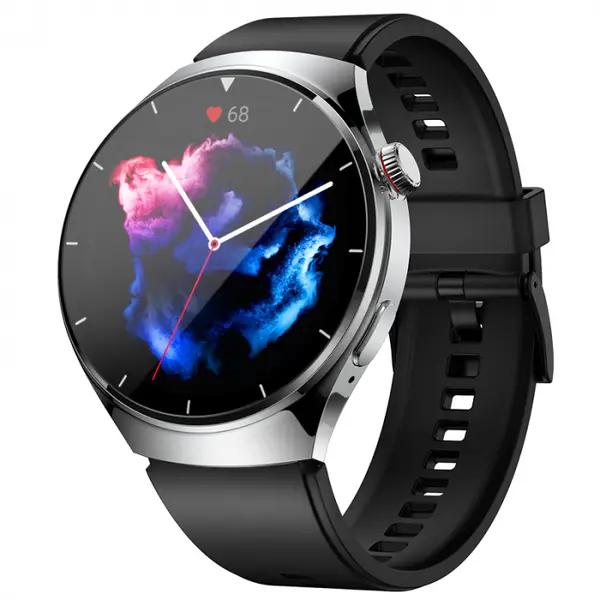 Smartwatch iSEN BK03, Argintiu cu Bratara TPU, 1.39 HD, Apel Bluetooth, ECG, glucoza din sange, oxigen din sange, tensiune arteriala, puls, temperatura corporala, redare muzica, 270 mAh