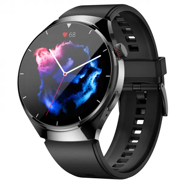 Smartwatch iSEN BK03, Negru cu Bratara TPU, 1.39 HD, Apel Bluetooth, ECG, glucoza din sange, oxigen din sange, tensiune arteriala, puls, temperatura corporala, redare muzica, 270 mAh