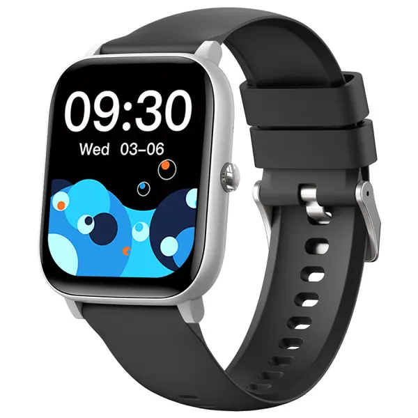 Smartwatch iSEN C09, Silver, Curea TPU Neagra, 1.85 TFT, Ritm Cardiac, Tensiune Arteriala, Oxigen in Sange (SpO2), ECG, 7 Moduri Sport, Notificari Apeluri Mesaje, 200 mAh, Android 5.0 iOS 10.0